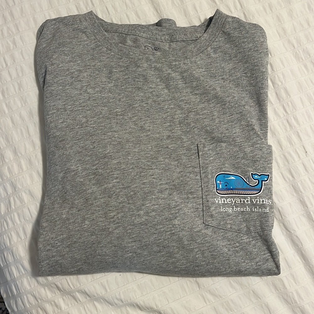 Vineyard Vines Long Beach Island gray long sleeved t shirt